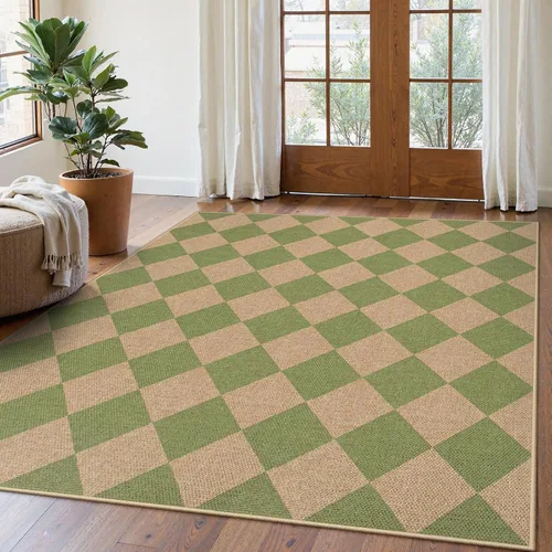 Vista 31 de Lahome Alfombra de yute a cuadros fácil 2'x3', alfombra pequeña para entrada, antideslizante, alfombra para la puerta delantera de la cocina