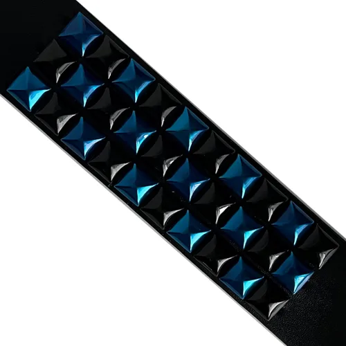 Vista 9 de Pulsera de cuero con remaches de pirámide de 3 hileras, pulsera de joyería punk de cuero