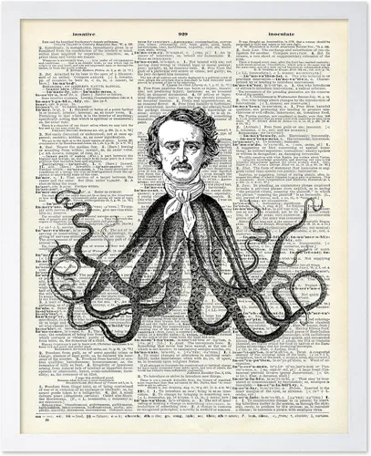 Vista 35 de Poster Master Póster de pulpo para parejas, póster de diccionario, arte Kraken, regalo romántico para él, ella, amantes, decoración náutica