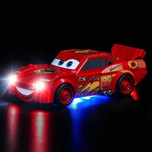 Vista 5 de Iluminación LED compatible con LEGO 77255 Lightning McQueen – Just Lights, kit de luz compatible con LEGO Speed Champions 77255, no incluido