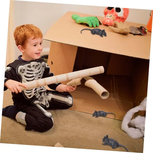 Vista 9 de Toddmomy 10 ratones falsos de plástico, broma de Halloween, ratas de simulación ligeras para decoración de fiestas y accesorios prácticos aterradores