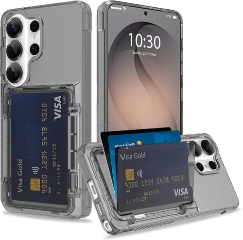 Vista 28 de Funda tipo cartera para iPhone 13 Pro Max con 3 ranuras para tarjetas de crédito, a prueba de golpes, híbrida, resistente, transparente Cubierta