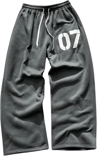 Vista 25 de SOLY HUX Pantalones deportivos holgados Y2k con cordón para hombre Gris oscuro