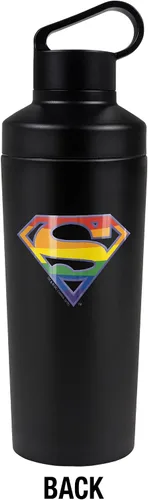 Vista 2 de Superman OFFICIAL - Botella de agua aislada de 18 onzas con logotipo de Rainbow Shield, resistente a fugas, de acero inoxidable aislado al vacío