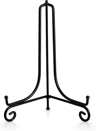 Vista 19 de Paquete de 2 soportes de exhibición de hierro, soporte para fotos de caballete de hierro negro, muestra marcos de fotos, platos decorativos