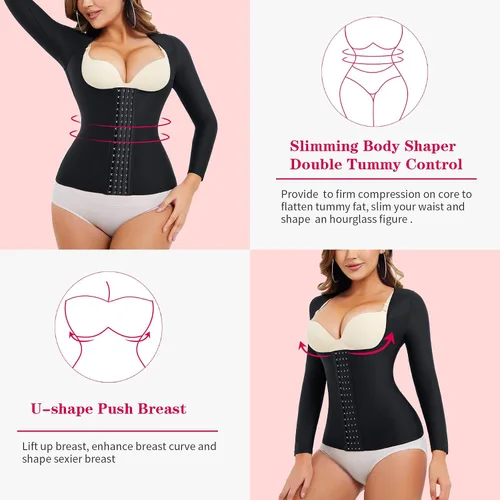 Vista 3 de Gotoly Corsé de entrenamiento de cintura para mujer, faja moldeadora superior del brazo, moldeadora quirúrgica más delgada