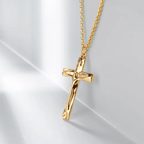 Vista 99 de Fettero - Collar con dije de cruz de fe, chapado en oro de 14 K, cadena fina, minimalista, simple, pequeña, para oración, regalo de joyería religiosa