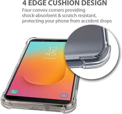 Vista 3 de Zeking Galaxy J8 2018 - Funda antiarañazos transparente de silicona TPU flexible con cuatro esquinas parachoques funda protectora para Samsung
