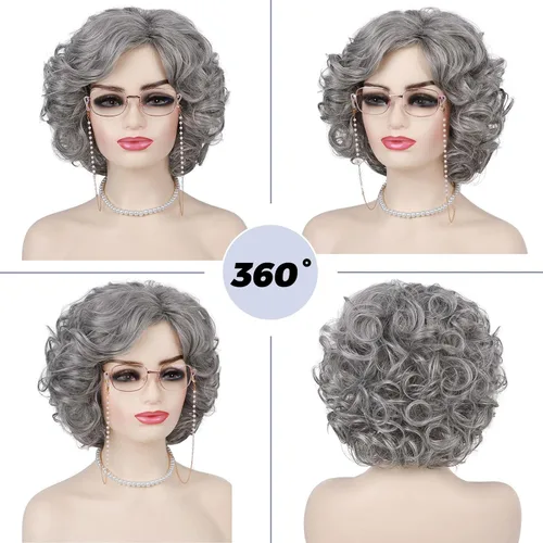 Vista 49 de Peluca de cosplay estilo Bob azul oscuro + horquilla de libélula + collar para fiesta, disfraz de Halloween, peluca de mujer