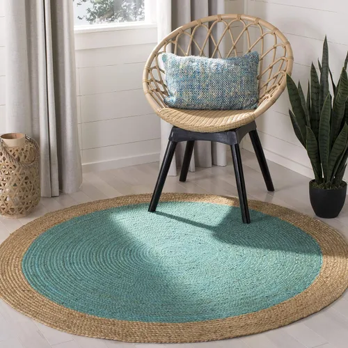 Vista 37 de SAFAVIEH Natural Fiber Collection - Alfombra ovalada, 2 pies 6 pulgadas x 4 pies, ovalada, azul aguamarina y marrón natural, yute hecho a mano