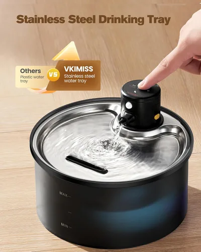 Vista 7 de Fuente de Agua Inalámbrica para Gatos Sin Cable: Fuente para Gatos Operada por Batería - Dispensador Automático de Agua para Mascotas de 108oz/3.2L