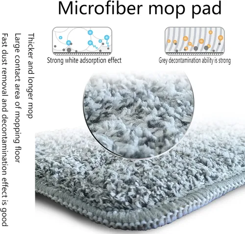 Vista 5 de Almohadillas de microfibra de 18 pulgadas, paquete de 6 cabezales de repuesto para mopas de microfibra para mopas húmedas y secas, almohadillas