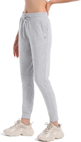Vista 2 de HARTPOR Pantalones deportivos de algodón para mujer, pantalones deportivos para yoga, pantalones deportivos casuales para correr con bolsillos