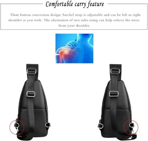 Vista 6 de Leathario Bolso bandolera de cuero para hombre, bolso de hombro, bolso de hombro, bolso casual, multiuso