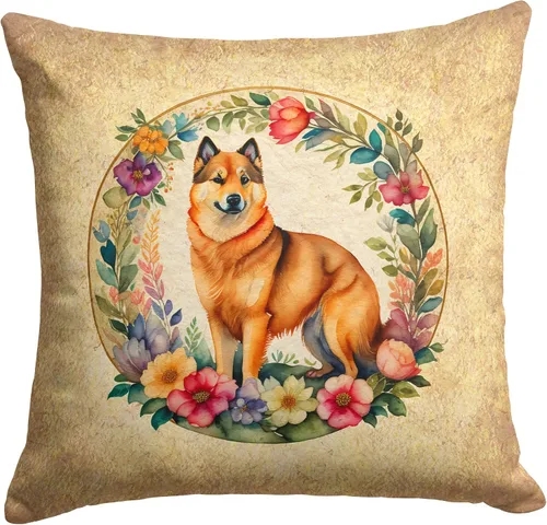 Vista 140 de Caroline's Treasures DAC2072PW1414 Affenpinscher and Flowers - Almohada decorativa de tela, lavable a máquina, para interiores y exteriores