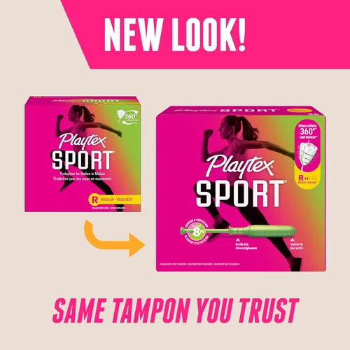 Vista 3 de Playtex Tampones deportivos de absorción regular, sin fragancia, 18 unidades, tampones regulares para mujeres, cuidado femenino, tampón Playtex