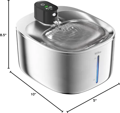 Vista 11 de Fuente de agua para gatos de acero inoxidable, fuente para gatos de 4.1 L, dispensador de agua inalámbrico para gatos y perros en interiores