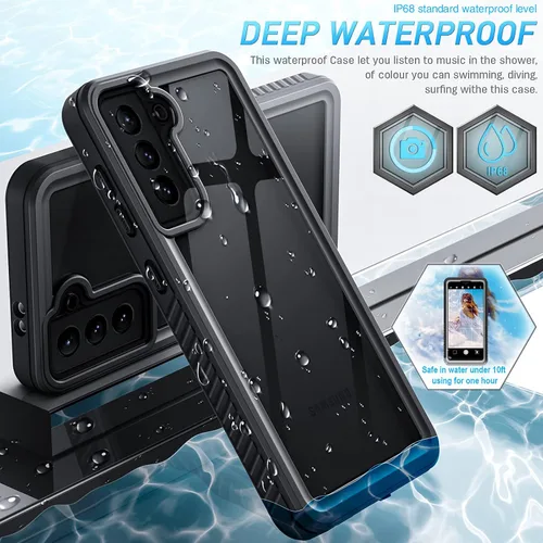 Vista 2 de Funda impermeable para Samsung S21, a prueba de polvo, a prueba de golpes, IP68, con protector de pantalla, funda protectora de cuerpo completo