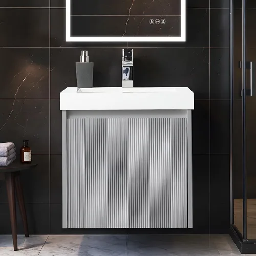 Vista 49 de Blossom Lavabo de baño de 20 pulgadas con tocador, todo en madera montado en la pared, gabinete flotante de baño con tocador con fregadero