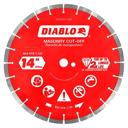 Vista 6 de Disco de corte segmentado de diamante Diablo para mampostería, hormigón, ladrillo y bloque - Diámetro de 4", Kerf de 2.2mm, 15250 RPM máx.
