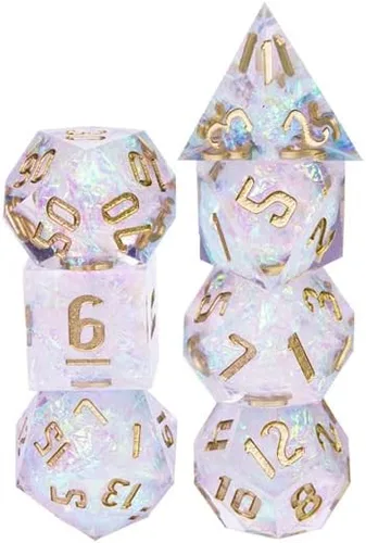 Vista 3 de Mystical Dragon Spell Sharp DND - Juego de dados con caja de dados de cuero, para Dungeons and Dragons, D&D, Sharp Edge, D20 Polyhedral Resina