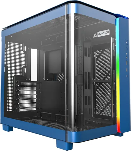 Vista 12 de Chasis para PC Montech King 15 Micro-ATX, vidrio panorámico curvo, enfriamiento de flujo de aire tipo chimenea, diseño de cámara dual, soporte