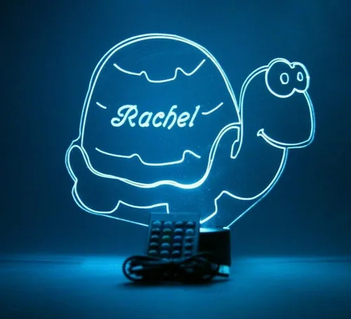 Vista 6 de Lámpara de mesa de tortuga personalizada con nombre de tortuga con luz nocturna grabada, nuestra última característica: es WOW, con control remoto