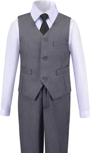 Vista 2 de Addneo Trajes formales de 5 piezas con camisa y chaleco, Blanco