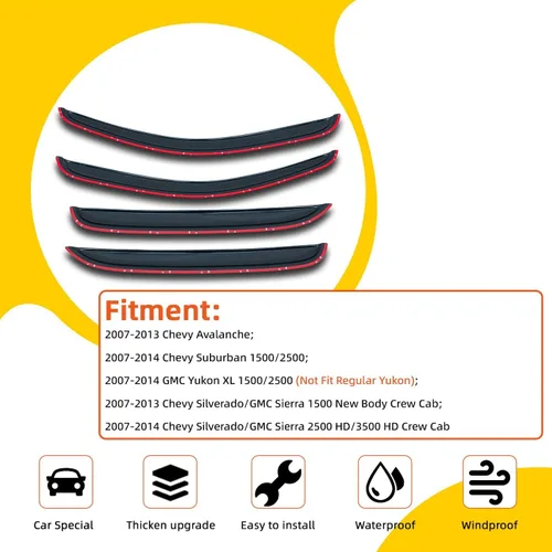 Vista 28 de Protectores de lluvia compatibles con Chevy/GMC C/K Extended Cab 1988