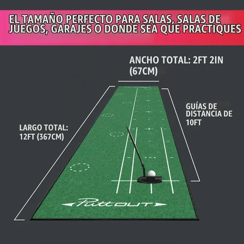 Vista 7 de PuttOut Alfombrilla grande para golf (144.5 x 26.4 in)