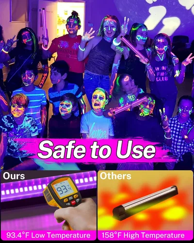 Vista 5 de Barra de luz negra recargable, 5000 mAh de gran capacidad, luces negras alimentadas por batería para fiesta brillante, suministros de fiesta de luz