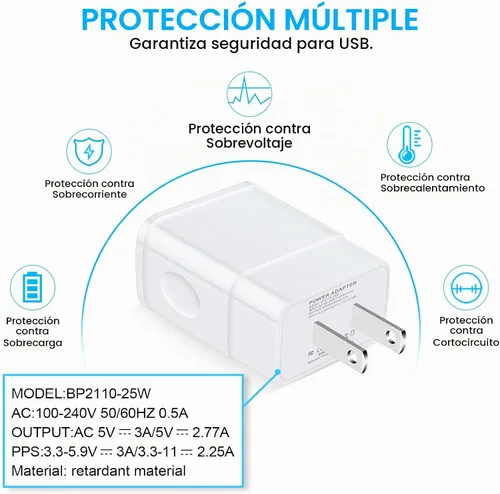 Vista 9 de Cargador rápido estupendo de 25W, cable USB del cargador de C del teléfono