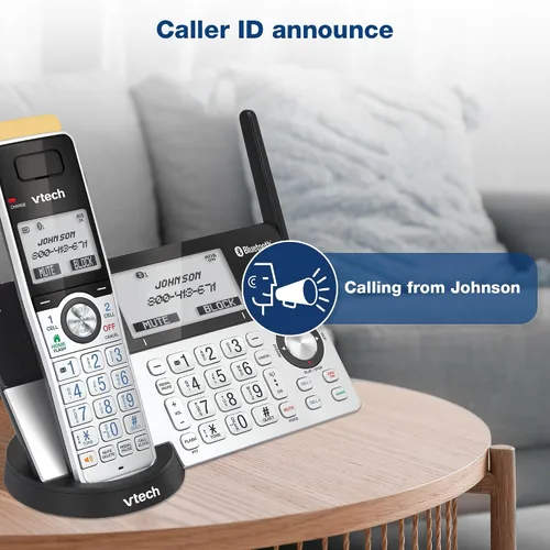 Vista 7 de VTech IS8151 - Teléfono inalámbrico DECT 6.0 de alcance superlargo para el hogar con contestador automático, alcance de hasta 2300 pies, bloqueo