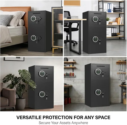 Vista 8 de kavey Caja Fuerte Grande de 6.0 Pies Cúbicos Resistente al Fuego e Impermeable, Caja Fuerte para Dinero con Función Silenciosa y Luz LED, Cajas