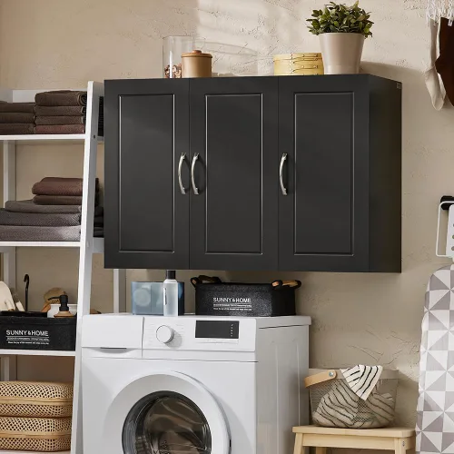 Vista 4 de Haotian Armario de pared para cuarto de lavado, gabinete de medicinas de almacenamiento para baño, cocina, garaje, torre de lino para baño, gabinete