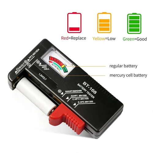 Vista 4 de Comprobador de batería, comprobador de batería universal modelo BT-168 para pilas de botón AA AAA C D 9V 1.5V Smal equipo eléctrico