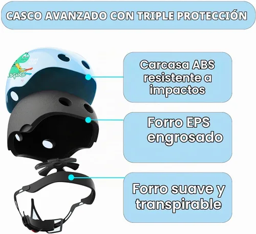 Vista 4 de Casco de bicicleta para niños, rodilleras, coderas, muñequeras, equipo de protección, cascos ajustables para niños de 3 a 5 años, 2 a 8 años