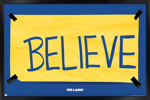 Vista 15 de Trends International Ted Lasso - Póster de pared Believe, 14.725 x 22.375 pulgadas, versión enmarcada de madera de granero