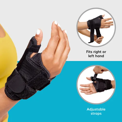 Vista 4 de BraceAbility Férula para el pulgar de gatillo – Atacado, esguince o roto CMC articulación y muñeca Spica soporte para tratamiento de tendinitis