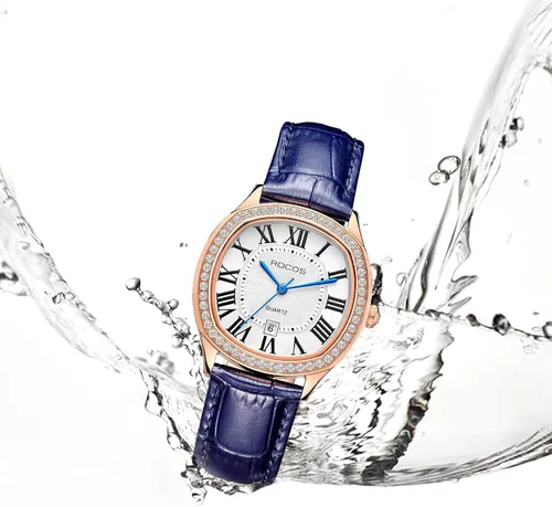 Vista 5 de Women's Watches Leather Crystal Quartz Round Watch Ladies Diamond Dial Bracelet Wrist Waterproof Watch Business Stainless Steel Case Fashion Leather
