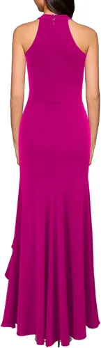 Vista 2 de WOOSEA Vestido largo de cóctel de noche con cuello alto y abertura para mujer