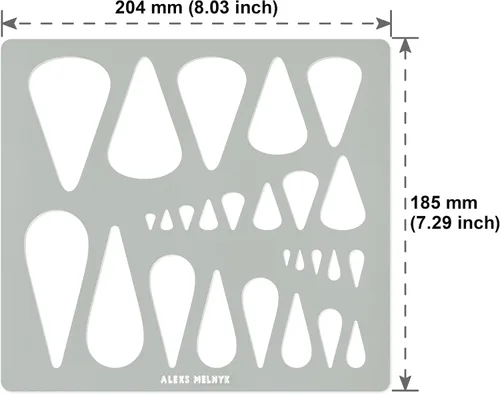Vista 4 de Aleks Melnyk No.211 - Plantilla de metal para joyería, pendiente de forma de lágrimas, recortes, plantilla lapidaria para cabujones, lágrimas
