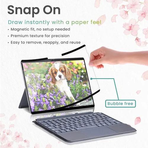 Vista 5 de BELLEMOND Protector de pantalla magnético Kent Paper para Microsoft Surface Pro de 12 a 12 pulgadas (2025), película mate extraíble y reutilizable