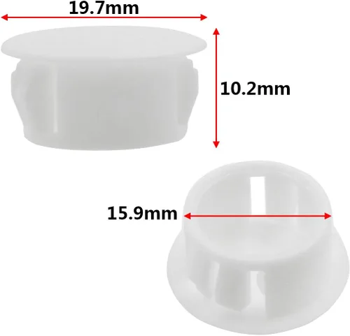 Vista 2 de 30 tapones de plástico de 0.630 in (5/8 pulgadas), tapas de extremo de tubería de color blanco con cierre a presión para tubos de esgrima de muebles
