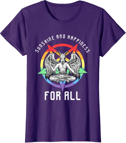 Vista 12 de Funny Sunshine and Happiness for All LGBT Gay Pride Baphomet Camiseta Negro
