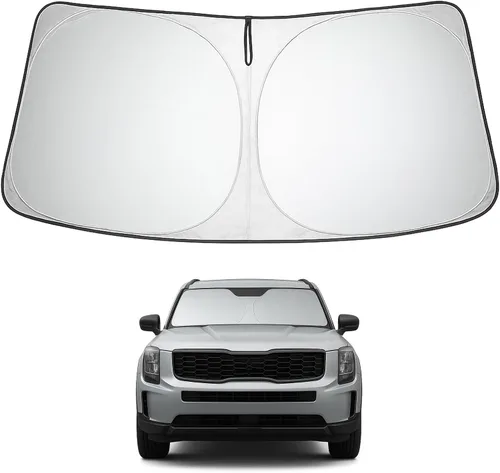 Vista 219 de Proadsy Parasol para parabrisas Rivian R1S 2022-2025 2026 de 4 capas plegable, protector de parasol frontal que bloquea los rayos UV, mantiene