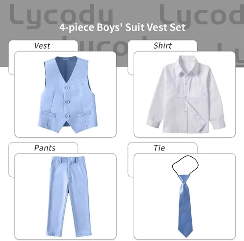 Vista 66 de Conjunto de chaleco para niños, trajes formales, trajes de boda, ropa de vestir