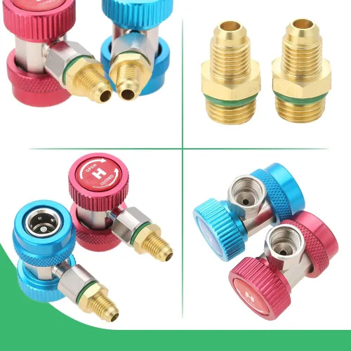 Vista 2 de Mtsoonig R134A - Adaptador de acoplador rápido, R134A R22 R12, AC R134A, acoplador rápido ajustable alto y bajo con R22 R12 R502 a R134A Adaptador