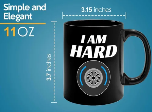 Vista 5 de Taza de café Racer de 11 onzas, color negro, I'm Hard - Fuel Speed Racer Car Guys Circuit Automotive Racing Boy Regalos para él, papá, hombres, novio