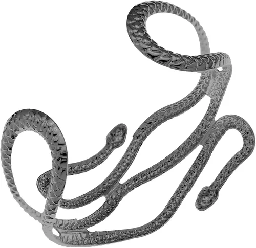 Vista 7 de RechicGu - Elegante brazalete abierto egipcio, brazalete de brazo, pulsera, ajorca, de Cleopatra con serpiente enrollada